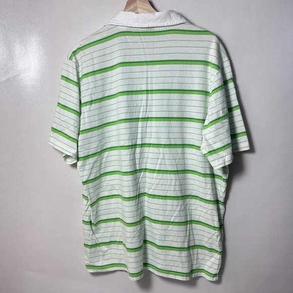 Oakley Shirt  Mens  Extra Large Striped Polo Green Short Sleeve Golf Stretch - Picture 2 of 6